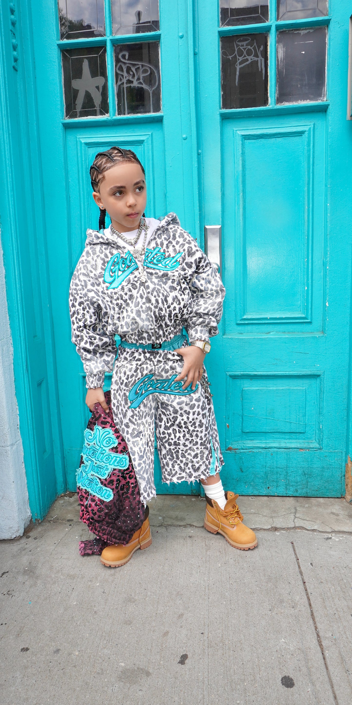 YOUTH WHITE CHEETAH SET (Sweatpants)