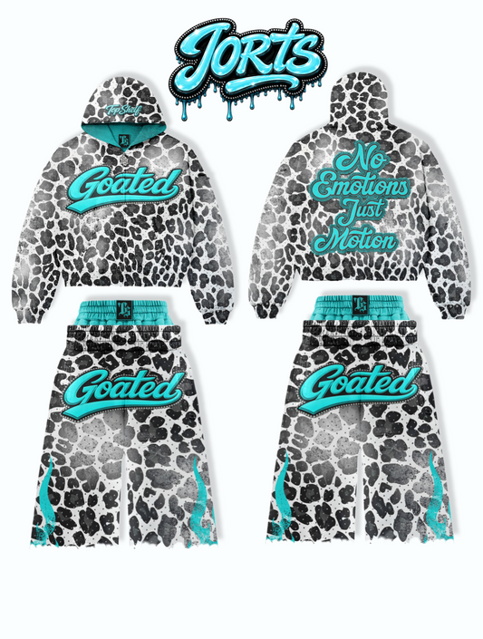 YOUTH JORTS SET WHITE CHEETAH SET