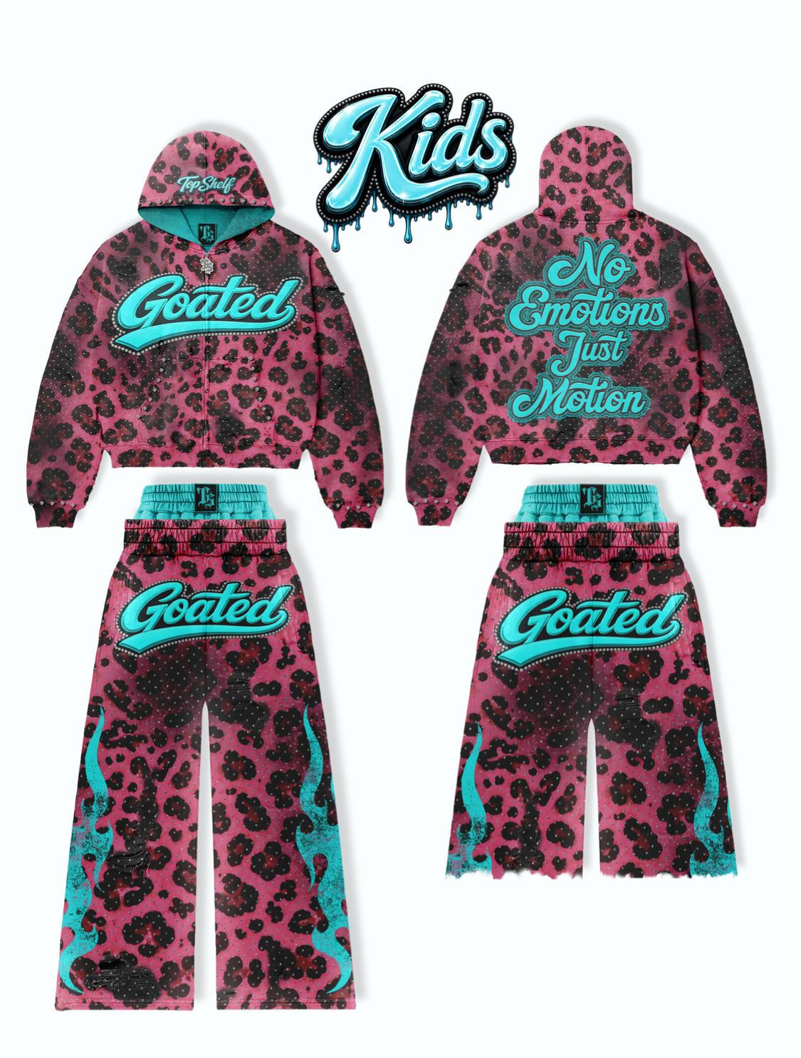 YOUTH PINK CHEETAH SET (Sweatpants)