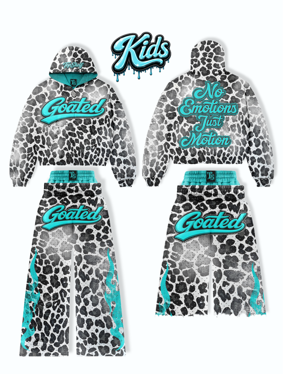 YOUTH WHITE CHEETAH SET (Sweatpants)